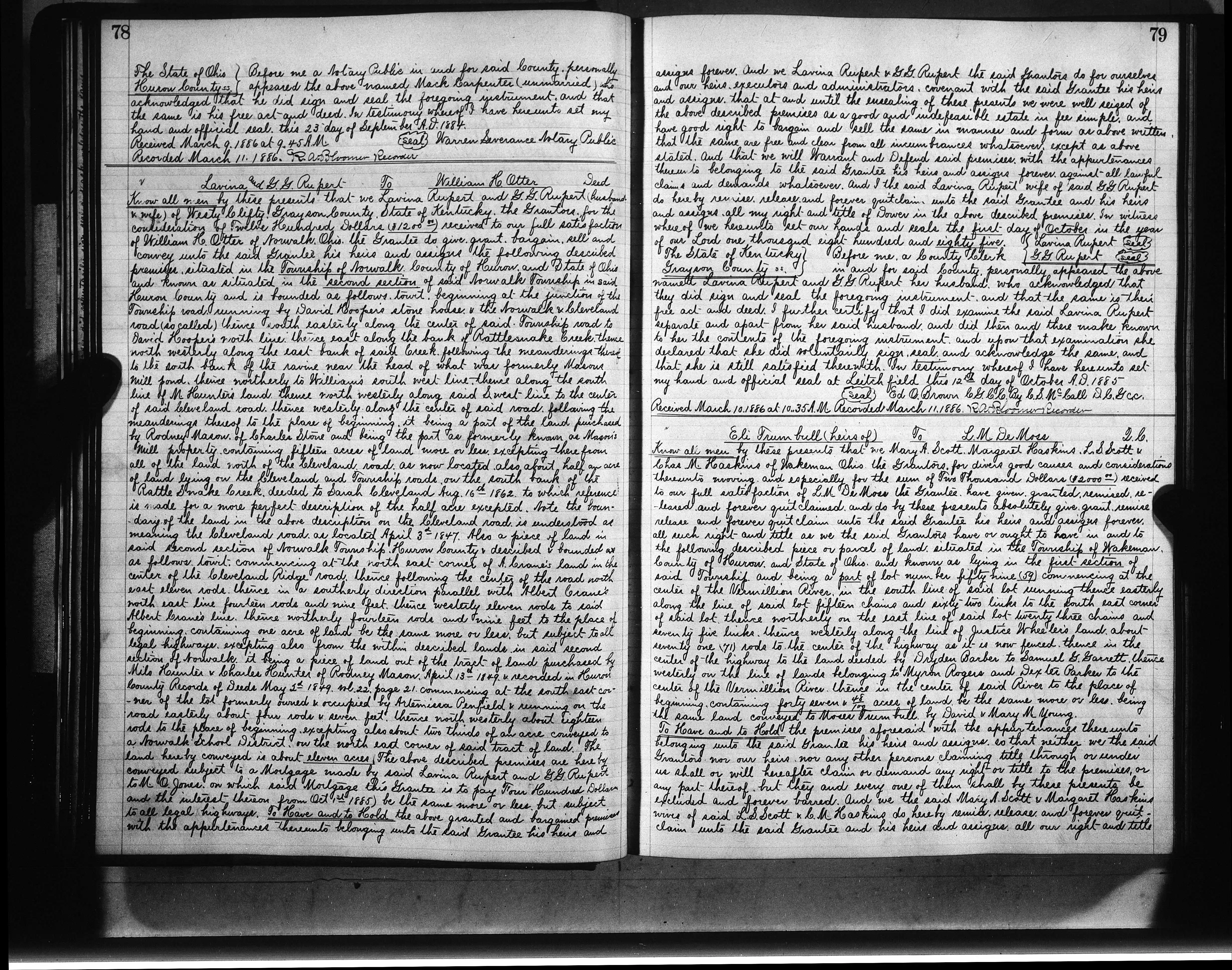 Greenberry G. Rupert & Lavina Hyre Rupert 11 Acres Sold To William H. Otter, 10-01-1885